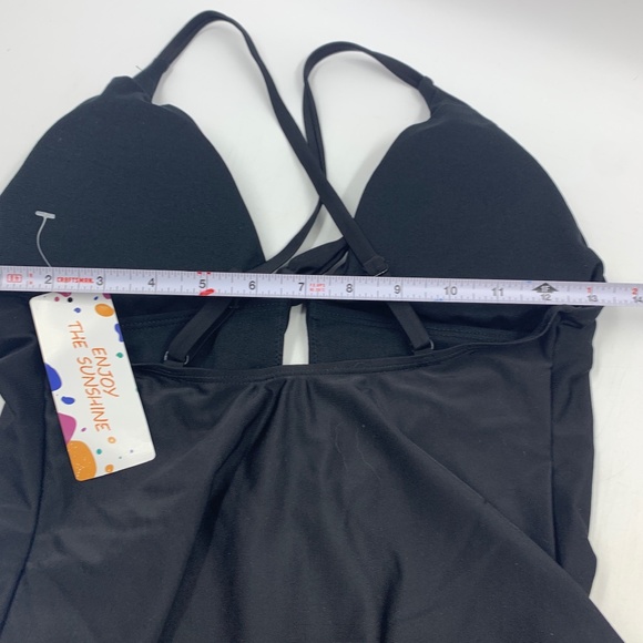 Enjoy The Sunshine Womens Medium Swimsuit Keyhole Bow Strappy Black NEW - Picture 8 of 9